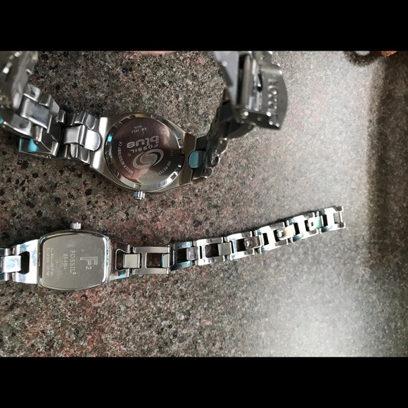 Fossil watches - lot of 2 watches Silver & Turquoise face / Silver & White face - Picture 4 of 5